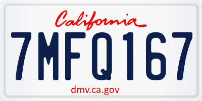 CA license plate 7MFQ167