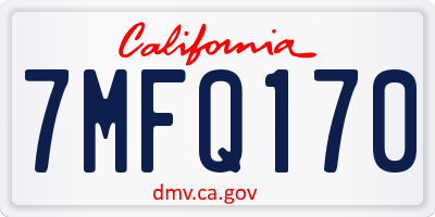 CA license plate 7MFQ170