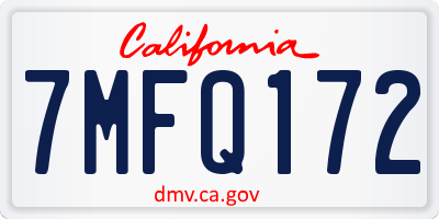 CA license plate 7MFQ172