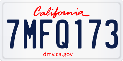 CA license plate 7MFQ173
