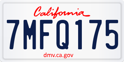 CA license plate 7MFQ175