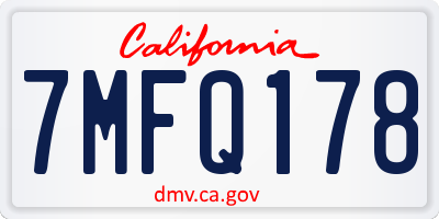 CA license plate 7MFQ178