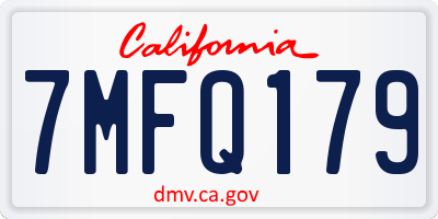 CA license plate 7MFQ179