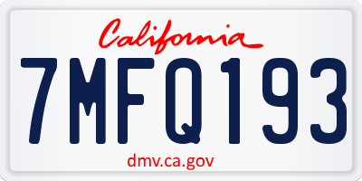 CA license plate 7MFQ193
