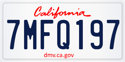 CA license plate 7MFQ197