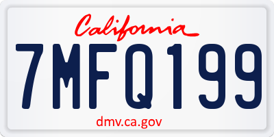 CA license plate 7MFQ199