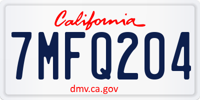 CA license plate 7MFQ204