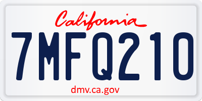 CA license plate 7MFQ210