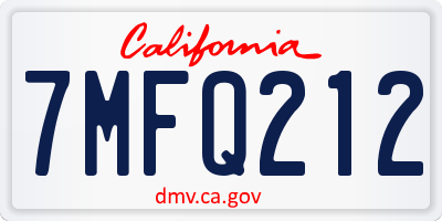 CA license plate 7MFQ212