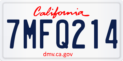 CA license plate 7MFQ214