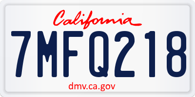 CA license plate 7MFQ218