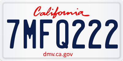 CA license plate 7MFQ222