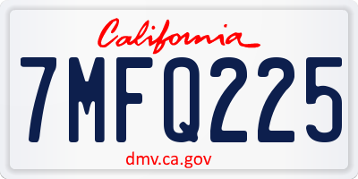 CA license plate 7MFQ225
