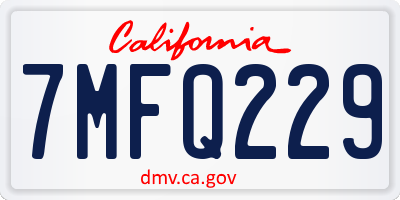 CA license plate 7MFQ229