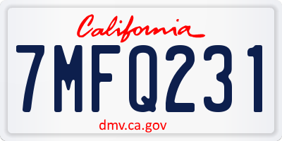 CA license plate 7MFQ231