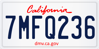 CA license plate 7MFQ236