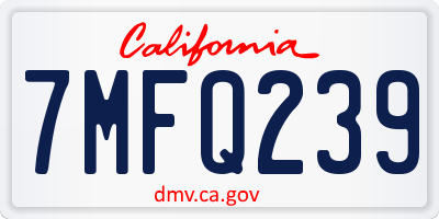 CA license plate 7MFQ239