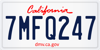 CA license plate 7MFQ247
