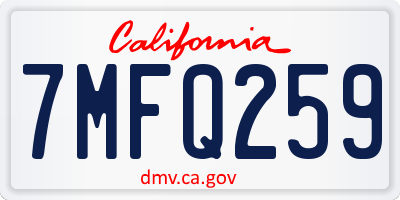 CA license plate 7MFQ259
