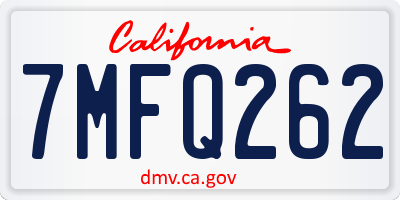 CA license plate 7MFQ262
