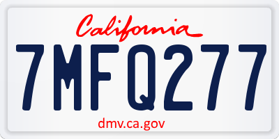 CA license plate 7MFQ277
