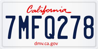 CA license plate 7MFQ278