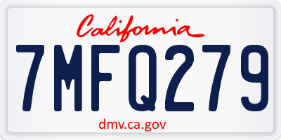 CA license plate 7MFQ279