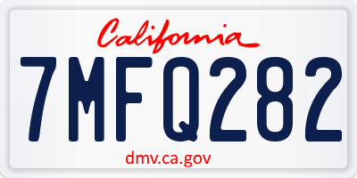 CA license plate 7MFQ282