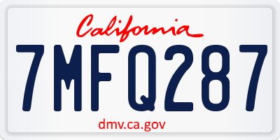 CA license plate 7MFQ287