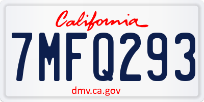 CA license plate 7MFQ293