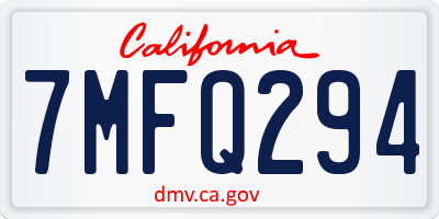 CA license plate 7MFQ294