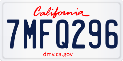 CA license plate 7MFQ296