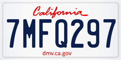 CA license plate 7MFQ297