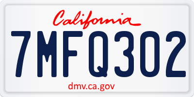 CA license plate 7MFQ302