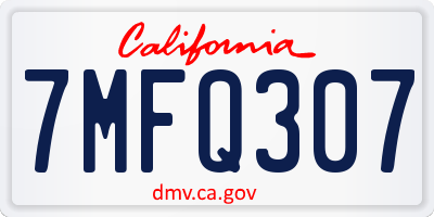 CA license plate 7MFQ307