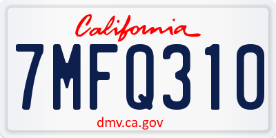 CA license plate 7MFQ310