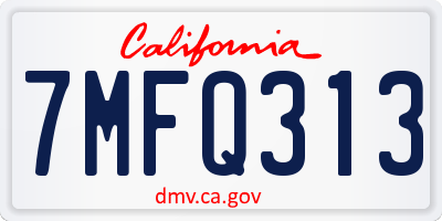 CA license plate 7MFQ313