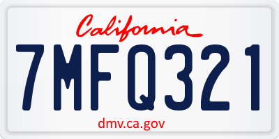 CA license plate 7MFQ321