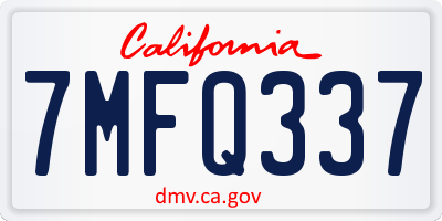 CA license plate 7MFQ337