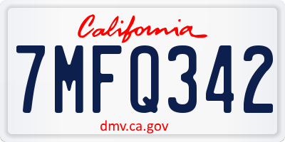 CA license plate 7MFQ342