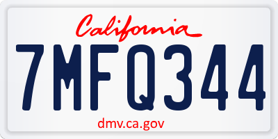 CA license plate 7MFQ344
