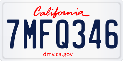 CA license plate 7MFQ346