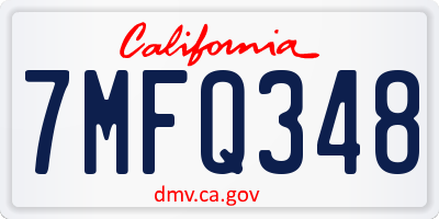 CA license plate 7MFQ348
