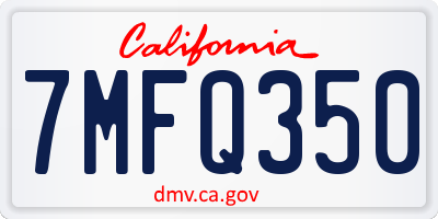 CA license plate 7MFQ350