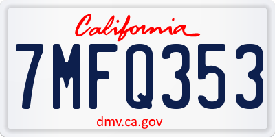 CA license plate 7MFQ353