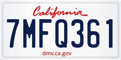 CA license plate 7MFQ361