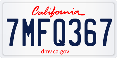 CA license plate 7MFQ367