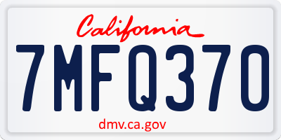 CA license plate 7MFQ370