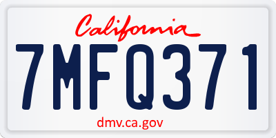 CA license plate 7MFQ371