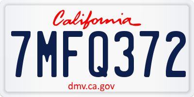 CA license plate 7MFQ372